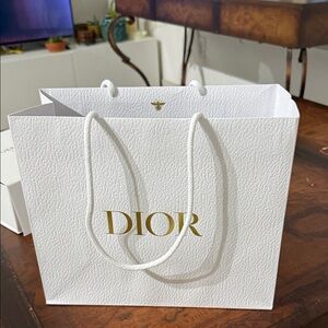 Dior White and Gold Textured Tote